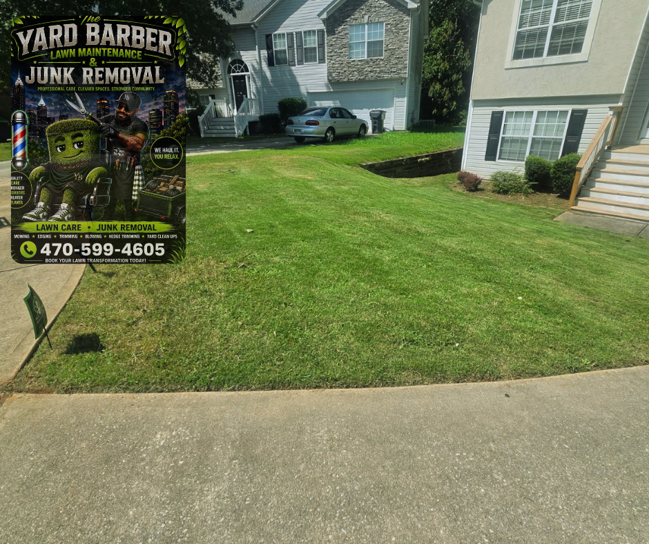 The Yard Barber recent lawn care work showing a finished residential lawn